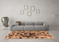 Machine Washable Abstract Brown Modern Rug, wshabs1072brn