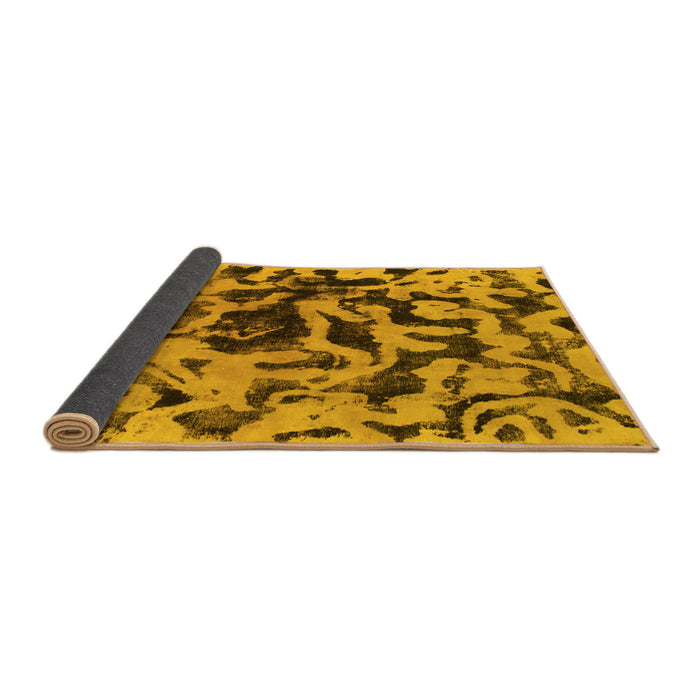 Sideview of Abstract Yellow Modern Rug, abs1072yw
