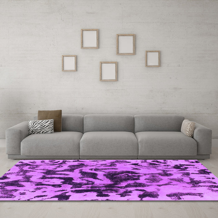 Machine Washable Abstract Purple Modern Area Rugs in a Living Room, wshabs1072pur