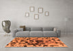 Machine Washable Abstract Orange Modern Area Rugs in a Living Room, wshabs1072org