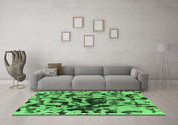 Machine Washable Abstract Emerald Green Modern Rug, wshabs1072emgrn