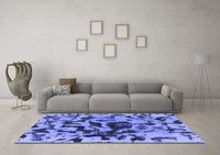 Machine Washable Abstract Blue Modern Rug, wshabs1072blu