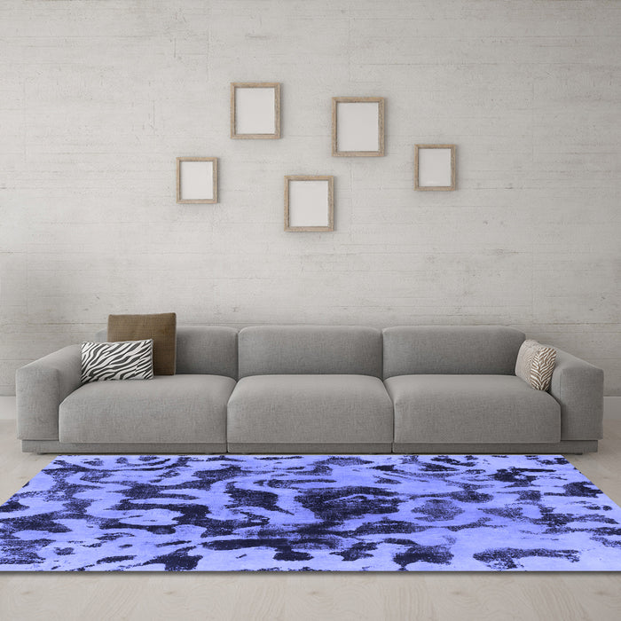 Machine Washable Abstract Blue Modern Rug in a Living Room, wshabs1072blu