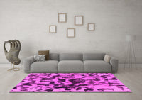 Machine Washable Abstract Pink Modern Rug, wshabs1072pnk