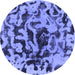 Round Machine Washable Abstract Blue Modern Rug, wshabs1072blu