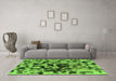 Machine Washable Abstract Green Modern Area Rugs in a Living Room,, wshabs1072grn