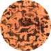 Round Machine Washable Abstract Orange Modern Area Rugs, wshabs1072org