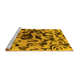 Sideview of Machine Washable Abstract Yellow Modern Rug, wshabs1072yw
