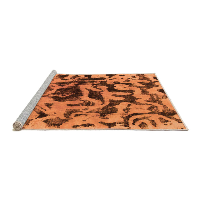 Sideview of Machine Washable Abstract Orange Modern Area Rugs, wshabs1072org