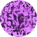 Round Machine Washable Abstract Purple Modern Area Rugs, wshabs1072pur