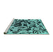 Sideview of Machine Washable Abstract Turquoise Modern Area Rugs, wshabs1072turq