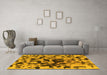 Machine Washable Abstract Yellow Modern Rug in a Living Room, wshabs1072yw