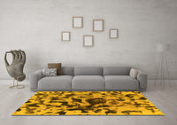 Machine Washable Abstract Yellow Modern Rug, wshabs1072yw