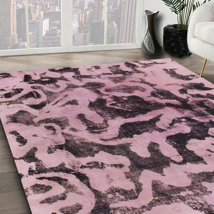 Machine Washable Abstract Cadillac Pink Rug in a Family Room, wshabs1072