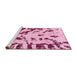 Sideview of Machine Washable Abstract Pink Rug, wshabs1073