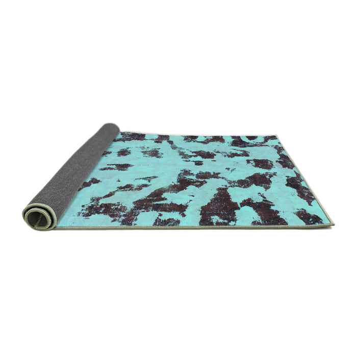 Sideview of Abstract Turquoise Modern Rug, abs1073turq