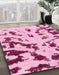 Machine Washable Abstract Pink Rug in a Family Room, wshabs1073
