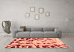 Machine Washable Abstract Orange Modern Area Rugs in a Living Room, wshabs1073org