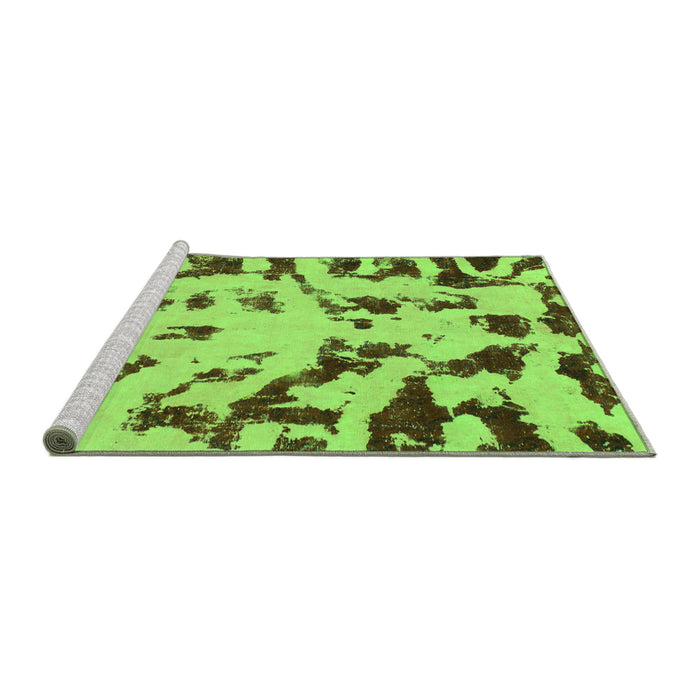 Sideview of Machine Washable Abstract Green Modern Area Rugs, wshabs1073grn