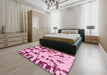 Machine Washable Abstract Pink Rug in a Bedroom, wshabs1073