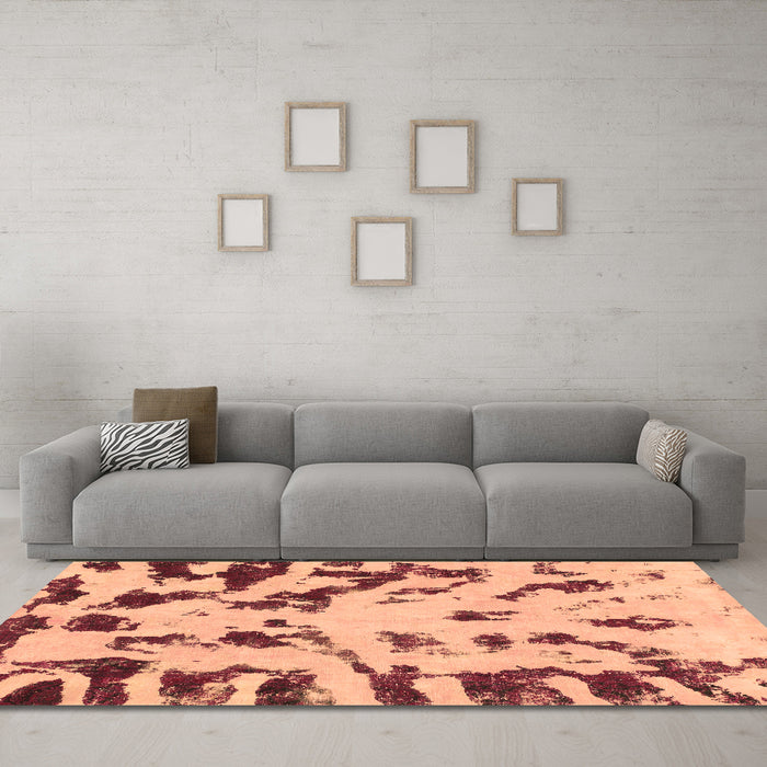 Machine Washable Abstract Brown Modern Rug in a Living Room,, wshabs1073brn