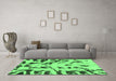 Machine Washable Abstract Emerald Green Modern Area Rugs in a Living Room,, wshabs1073emgrn