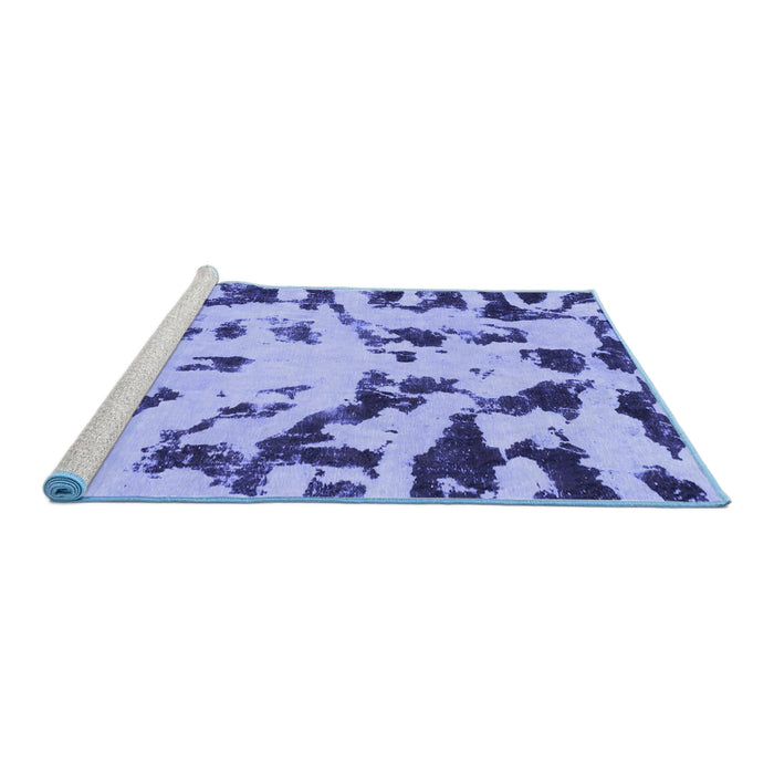Sideview of Machine Washable Abstract Blue Modern Rug, wshabs1073blu