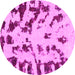 Round Abstract Pink Modern Rug, abs1073pnk