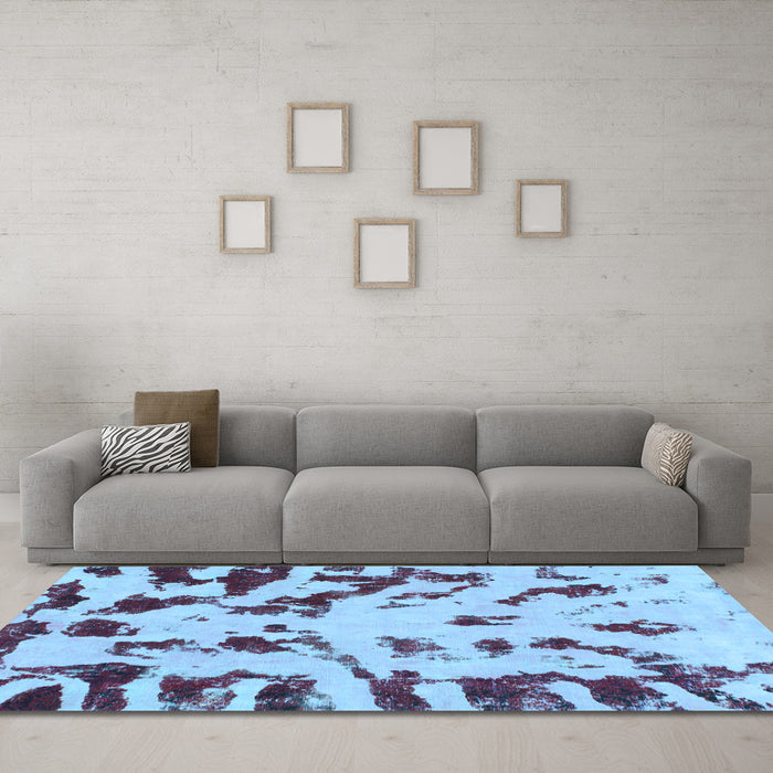 Machine Washable Abstract Light Blue Modern Rug in a Living Room, wshabs1073lblu