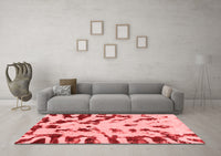 Machine Washable Abstract Red Modern Rug, wshabs1073red