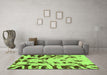 Machine Washable Abstract Green Modern Area Rugs in a Living Room,, wshabs1073grn