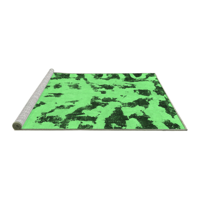 Sideview of Machine Washable Abstract Emerald Green Modern Area Rugs, wshabs1073emgrn