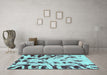 Machine Washable Abstract Turquoise Modern Area Rugs in a Living Room,, wshabs1073turq