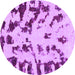 Round Machine Washable Abstract Purple Modern Area Rugs, wshabs1073pur