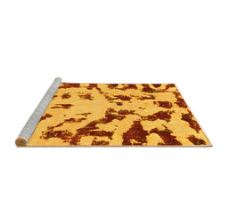 Sideview of Machine Washable Abstract Yellow Modern Rug, wshabs1073yw