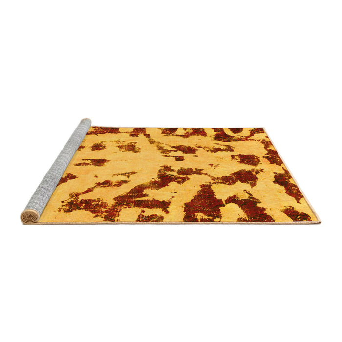 Sideview of Machine Washable Abstract Yellow Modern Rug, wshabs1073yw
