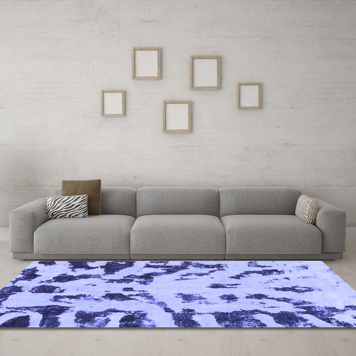 Machine Washable Abstract Blue Modern Rug in a Living Room, wshabs1073blu