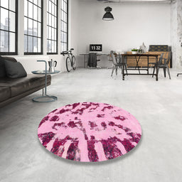 Abstract Pink Modern Rug in a Bedroom, abs1073