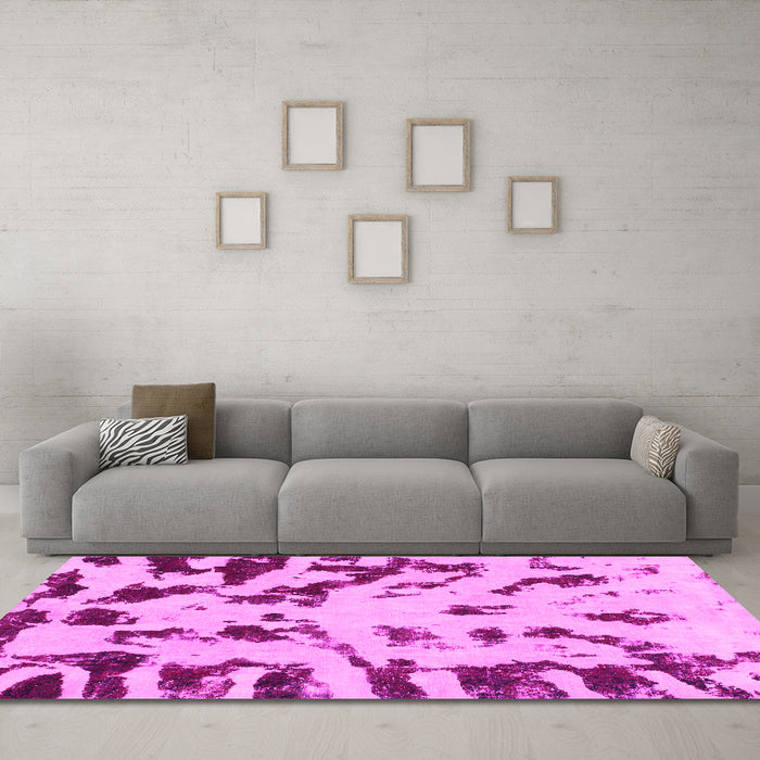 Machine Washable Abstract Pink Modern Rug in a Living Room, wshabs1073pnk