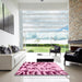 Square Machine Washable Abstract Pink Rug in a Living Room, wshabs1073
