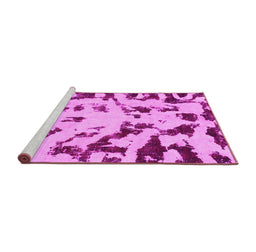 Sideview of Machine Washable Abstract Pink Modern Rug, wshabs1073pnk
