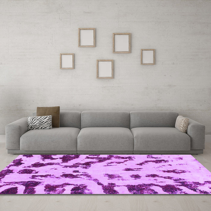 Machine Washable Abstract Purple Modern Area Rugs in a Living Room, wshabs1073pur