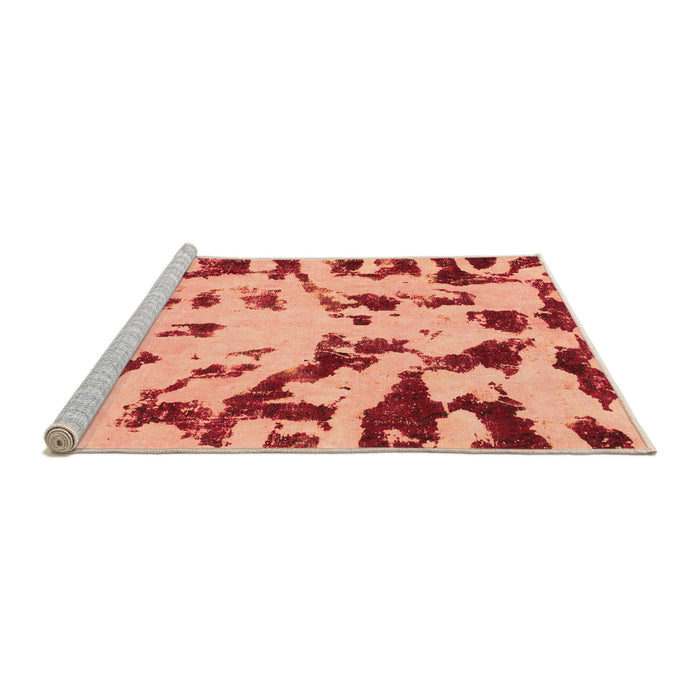Sideview of Machine Washable Abstract Orange Modern Area Rugs, wshabs1073org