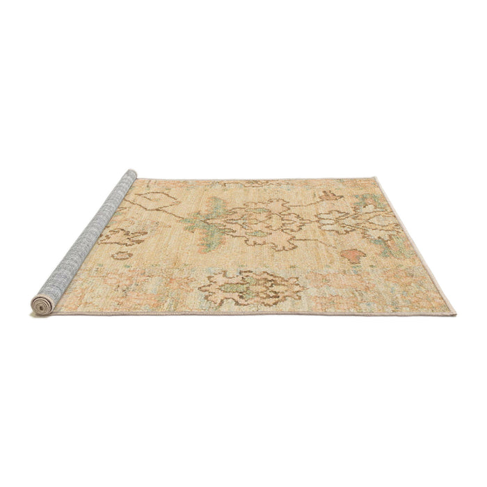 Sideview of Machine Washable Abstract Brown Gold Rug, wshabs1074