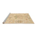 Sideview of Machine Washable Abstract Brown Gold Rug, wshabs1074