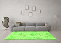 Machine Washable Abstract Green Modern Rug, wshabs1074grn