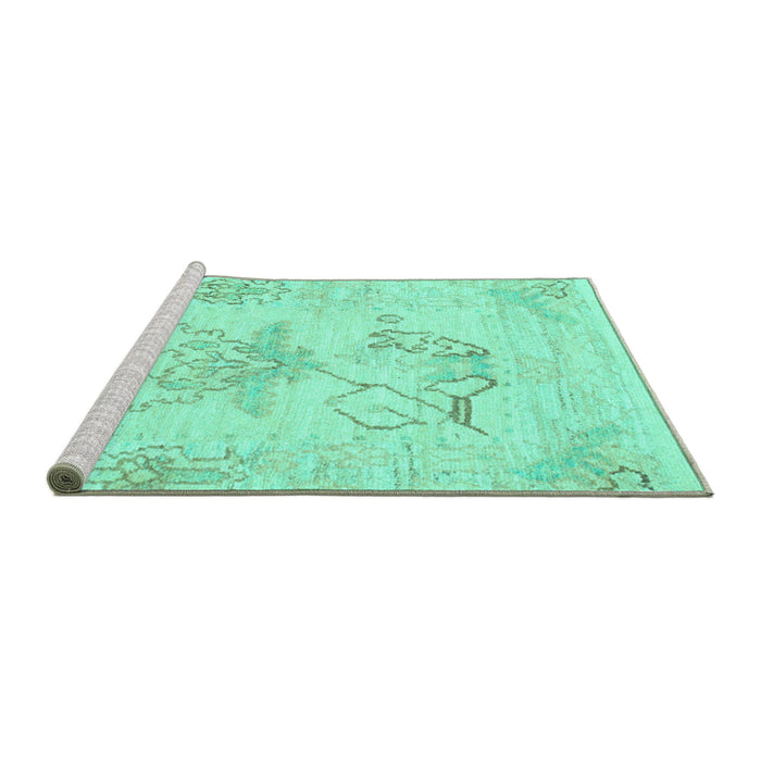Sideview of Machine Washable Abstract Turquoise Modern Area Rugs, wshabs1074turq