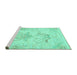 Sideview of Machine Washable Abstract Turquoise Modern Area Rugs, wshabs1074turq