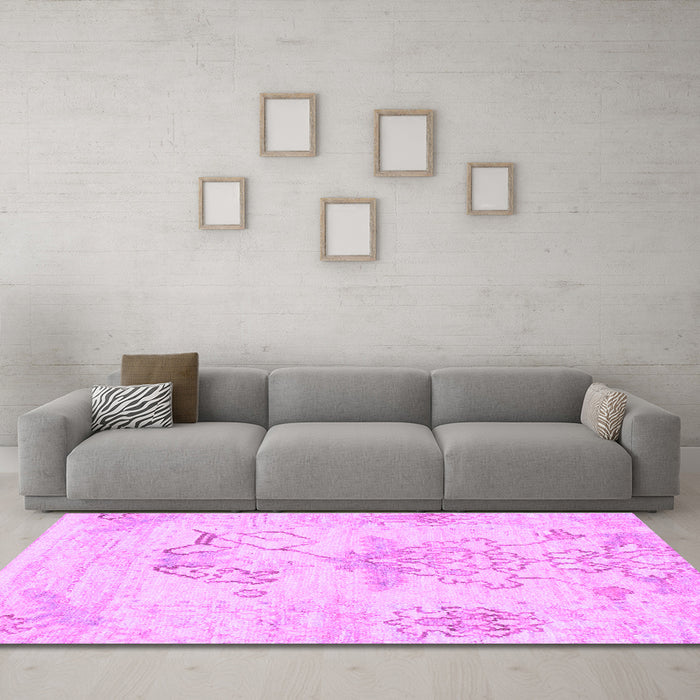 Machine Washable Abstract Purple Modern Area Rugs in a Living Room, wshabs1074pur