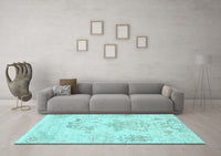 Machine Washable Abstract Light Blue Modern Rug, wshabs1074lblu